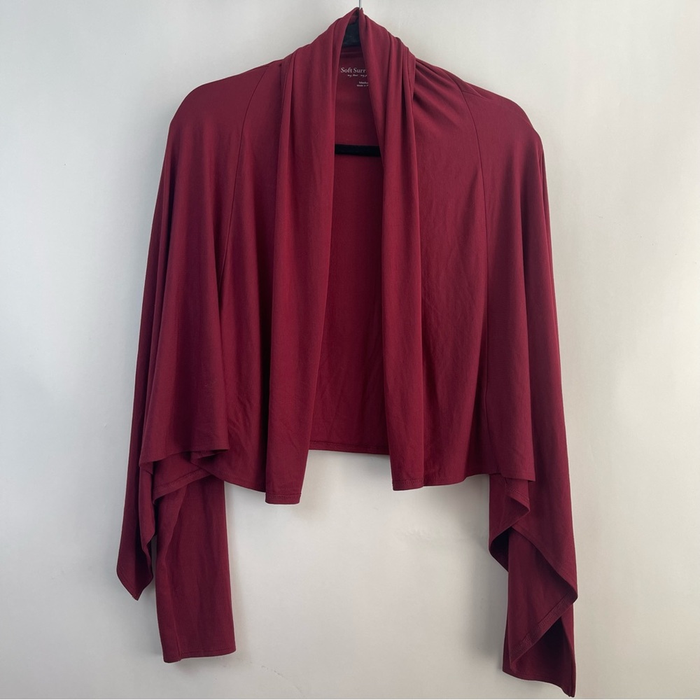 Soft Surroundings maroon, open front cardigan, size medium